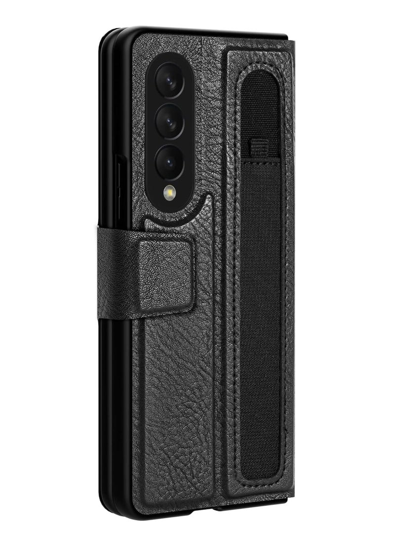 HDD - Premium Quality Leather Cover Case For Samsung Z Fold 4 - Black - Image 1