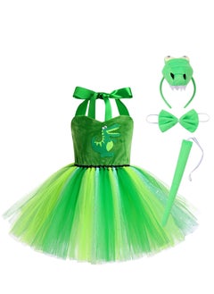 Excefore Princess Costume, Girls Jungle Themed Cosplay Dress, Animal Leopard Cosplay Tutu Dress, Girls Birthday Role Play Dress Up Ball Gown with Accessories, Birthday Party Outfit Set (Dinosaur)  - Image 2