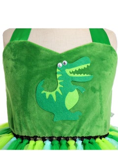 Excefore Princess Costume, Girls Jungle Themed Cosplay Dress, Animal Leopard Cosplay Tutu Dress, Girls Birthday Role Play Dress Up Ball Gown with Accessories, Birthday Party Outfit Set (Dinosaur)  - Image 5