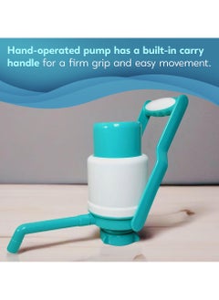 Generic Easy To Use 24H Manual Water Bottle Pump with Carry Handle, Adjustable Tube Length, Protective Spout Cap & Cleaning Brush - Hand Water Pump for 5-19 Liter Barrel, Green  - Image 3