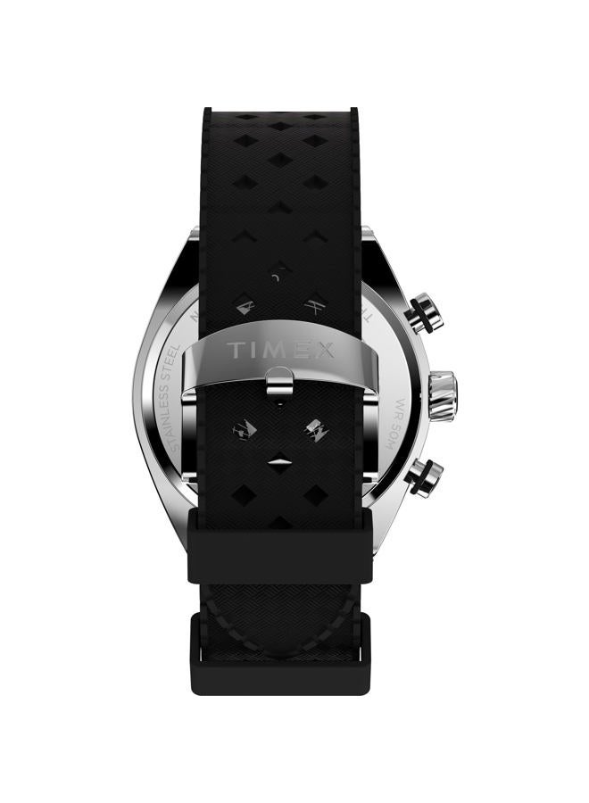 TIMEX ساعة كرونوغراف توناو للرجال 42 مم - حزام أسود قرص أسود علبة فولاذية مقاومة للصدأ، أسود، حديث - Image 3