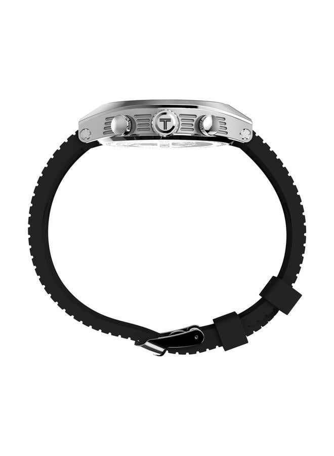 TIMEX ساعة كرونوغراف توناو للرجال 42 مم - حزام أسود قرص أسود علبة فولاذية مقاومة للصدأ، أسود، حديث - Image 2