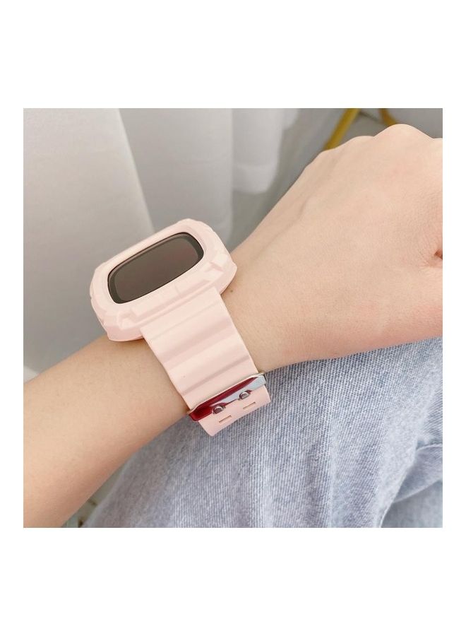 NIBEMINENT Silicone Integrated Replacement Strap Watchband For Fitbit Versa 3 3D Pink - Image 1