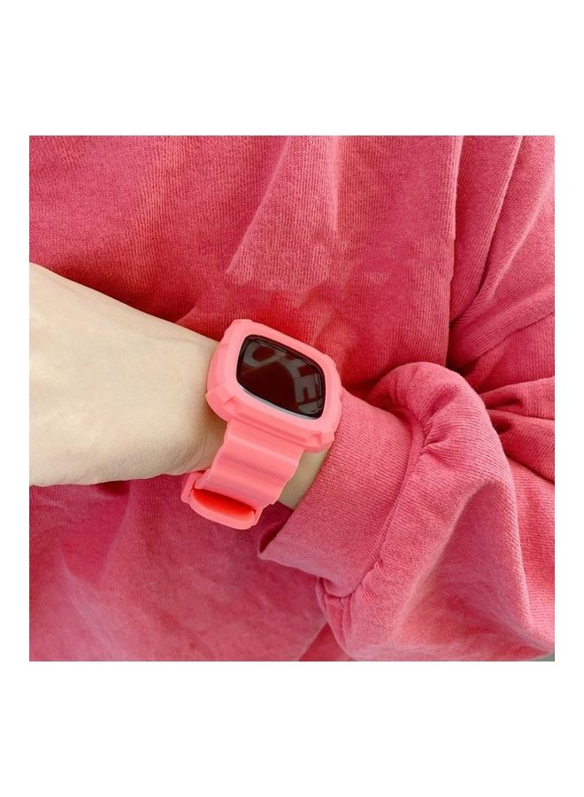NIBEMINENT Silicone Integrated Replacement Strap Watchband For Fitbit Versa 3 3D Pink - Image 3