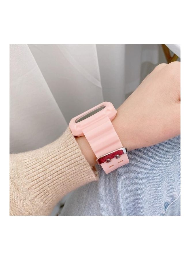 NIBEMINENT Silicone Integrated Replacement Strap Watchband For Fitbit Versa 3 3D Pink - Image 4