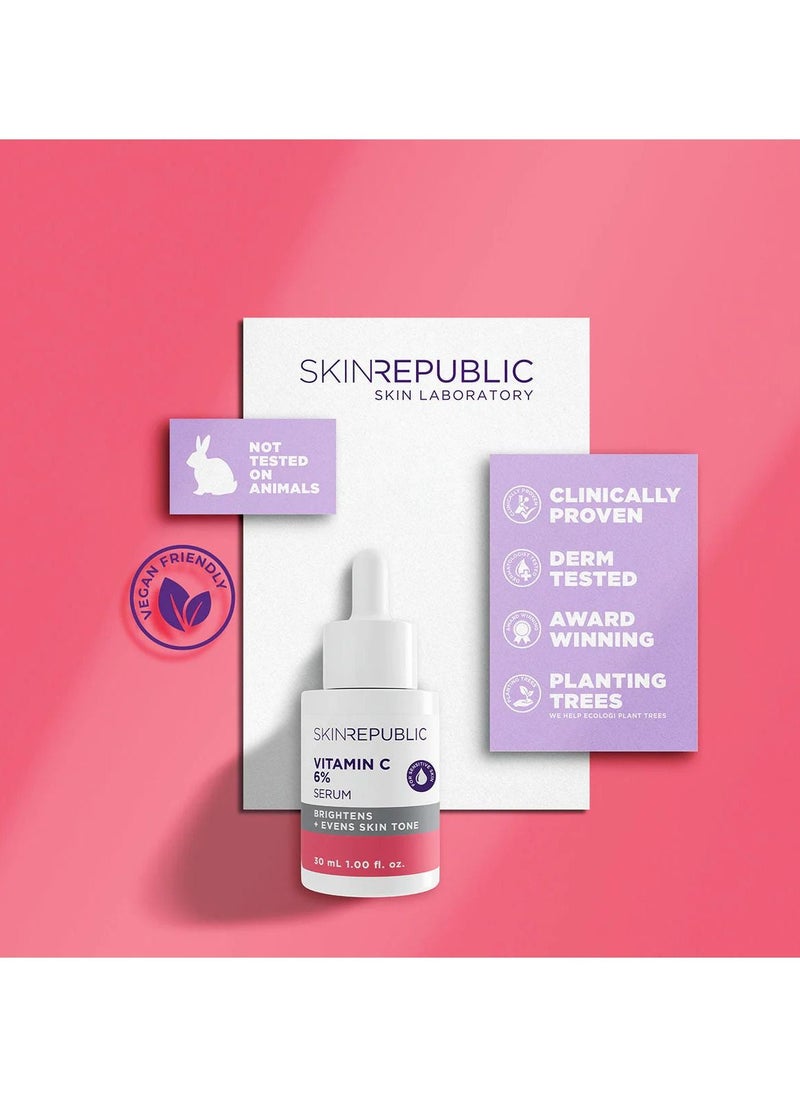 SKIN REPUBLIC - Vitamin C 6% Brightening Face Serum, Helps Reduce Pigmentation and Dark Spots, Provides Long Lasting Hydration (30ml) - Image 1