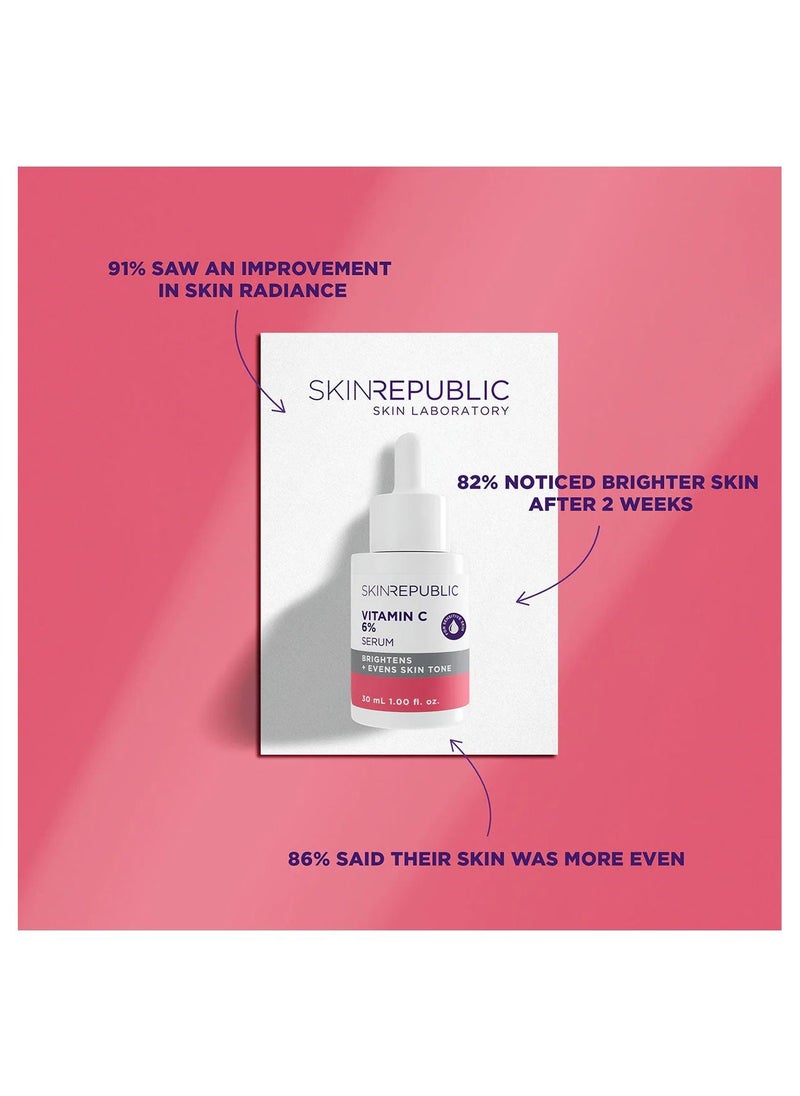 SKIN REPUBLIC - Vitamin C 6% Brightening Face Serum, Helps Reduce Pigmentation and Dark Spots, Provides Long Lasting Hydration (30ml) - Image 1