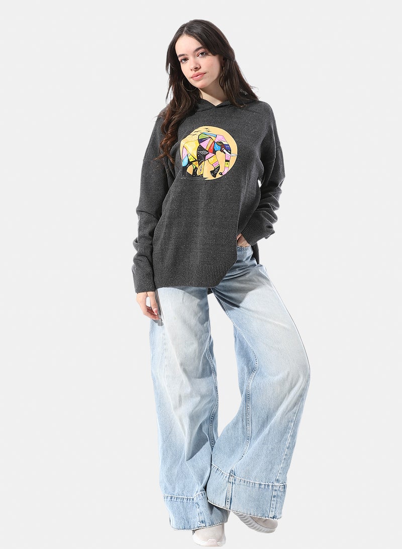 Andora Loose Fit Pullover With Chest Pattern - Image 5