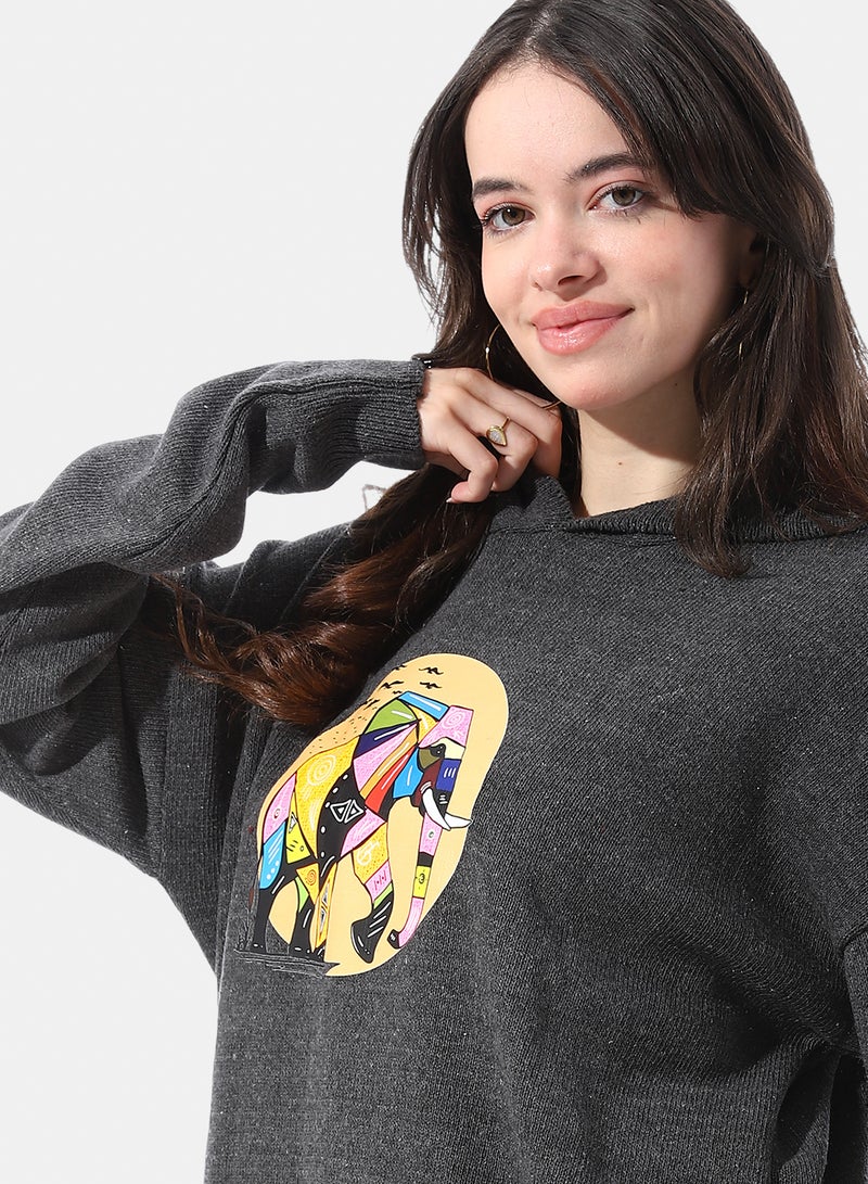 Andora Loose Fit Pullover With Chest Pattern - Image 4