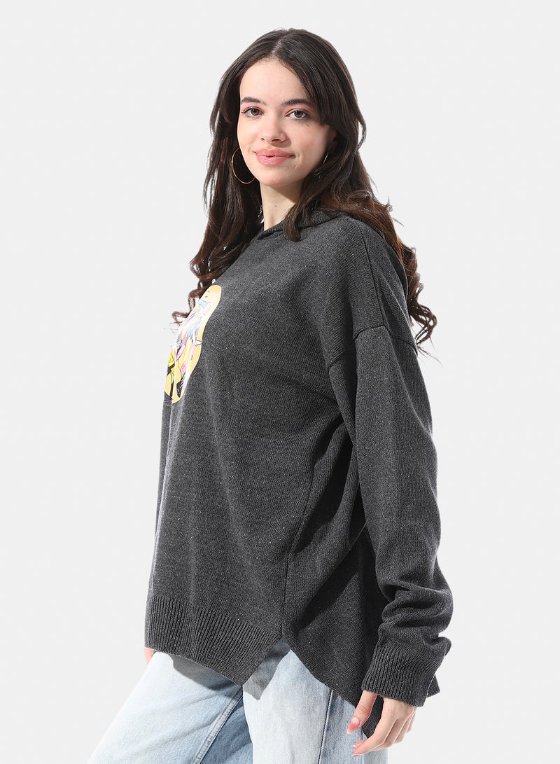 Andora Loose Fit Pullover With Chest Pattern - Image 2