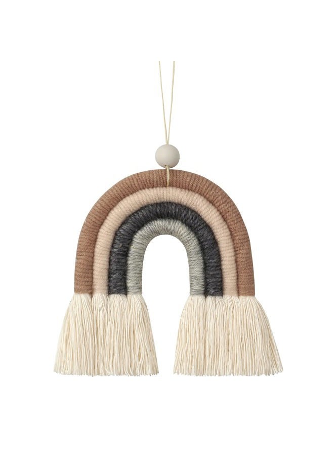 BOHO GARDEN Macrame Rainbow Charm - Essential Oil Diffuser for Cars, Baby Nursery, Children's Bedroom & Home Decor - Colorful Decorative Hanging Air Freshener & Accessories - 3.5x4 - Espresso - Image 1