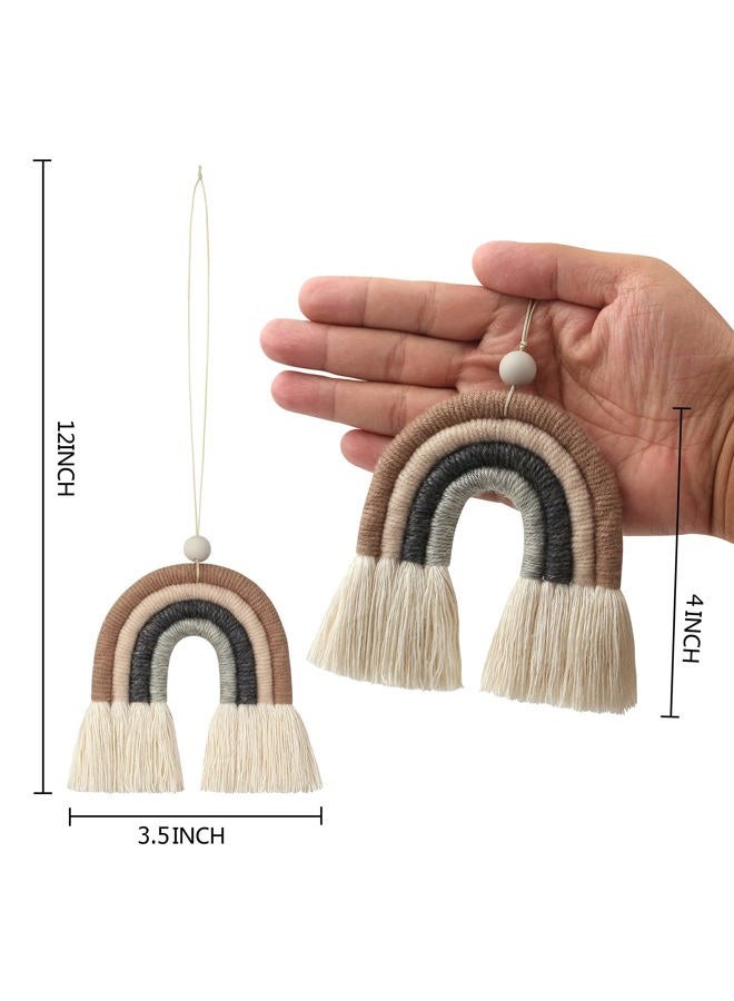 BOHO GARDEN Macrame Rainbow Charm - Essential Oil Diffuser for Cars, Baby Nursery, Children's Bedroom & Home Decor - Colorful Decorative Hanging Air Freshener & Accessories - 3.5x4 - Espresso - Image 2