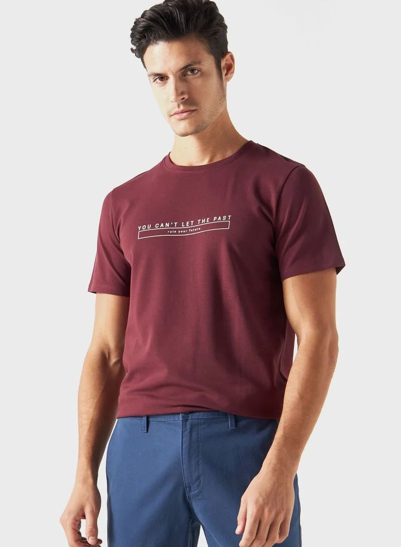 ايكونيك Slogan Crew Neck T-Shirt