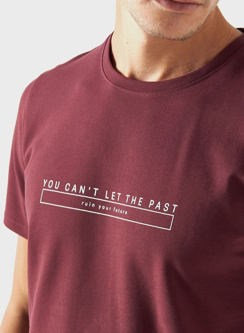 ايكونيك Slogan Crew Neck T-Shirt