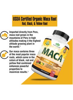 NaturaLife Labs Black, Red & Yellow Maca 1900mg - 150 Veggie Capsules  - Image 4