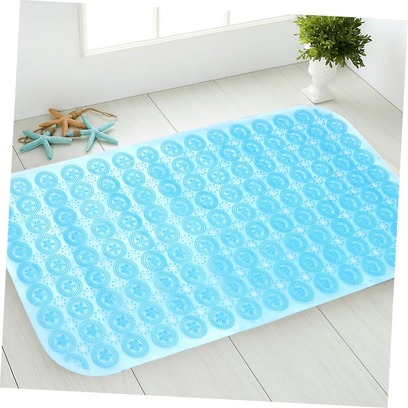 حصير حمام من PVC من Amosfun غير ملس، مزود بأكواب شفط قوية، مناسب للاستحمام الآمن، بسطح مزخرف باللون الأزرق يوفر راحة وتدفقًا للمياه - Image 3