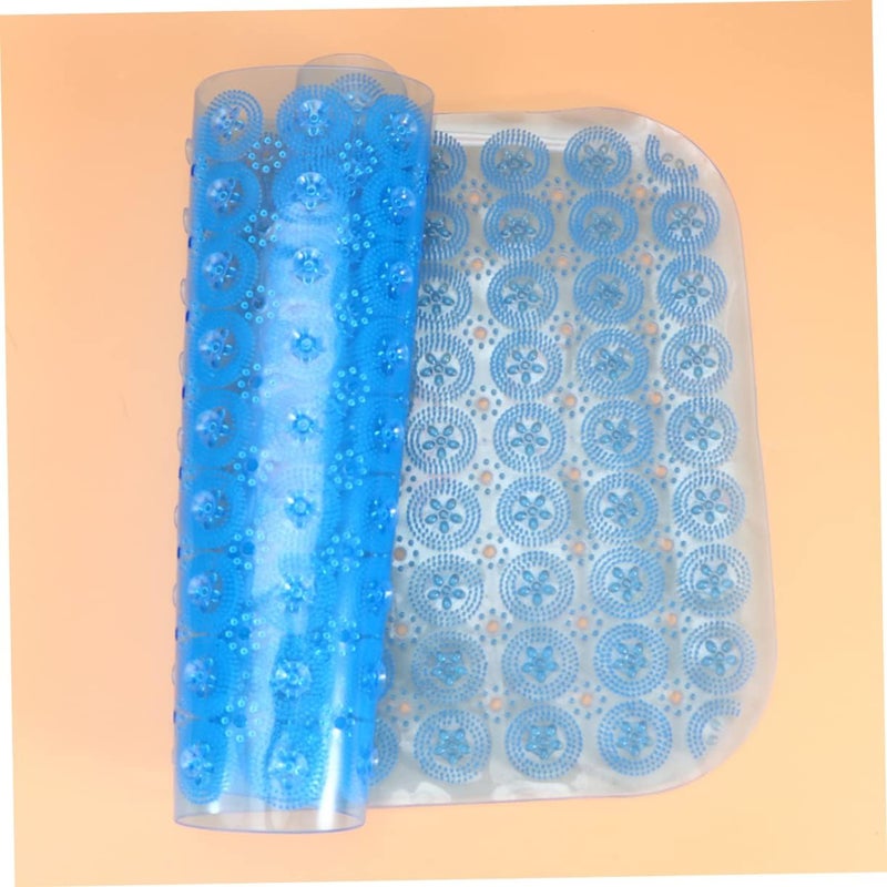 حصير حمام من PVC من Amosfun غير ملس، مزود بأكواب شفط قوية، مناسب للاستحمام الآمن، بسطح مزخرف باللون الأزرق يوفر راحة وتدفقًا للمياه - Image 4