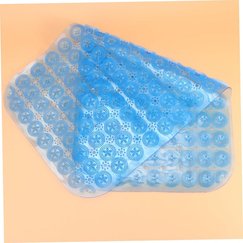 حصير حمام من PVC من Amosfun غير ملس، مزود بأكواب شفط قوية، مناسب للاستحمام الآمن، بسطح مزخرف باللون الأزرق يوفر راحة وتدفقًا للمياه - Image 2