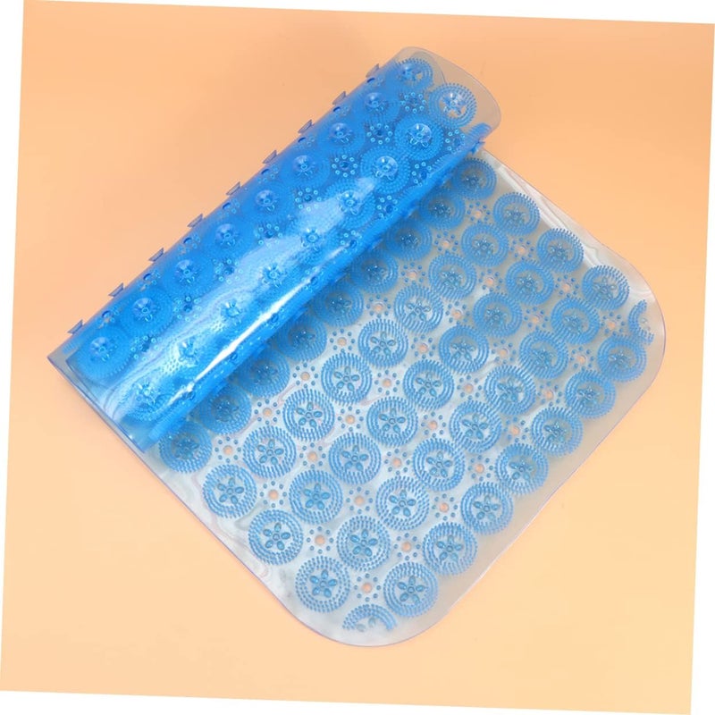 حصير حمام من PVC من Amosfun غير ملس، مزود بأكواب شفط قوية، مناسب للاستحمام الآمن، بسطح مزخرف باللون الأزرق يوفر راحة وتدفقًا للمياه - Image 5