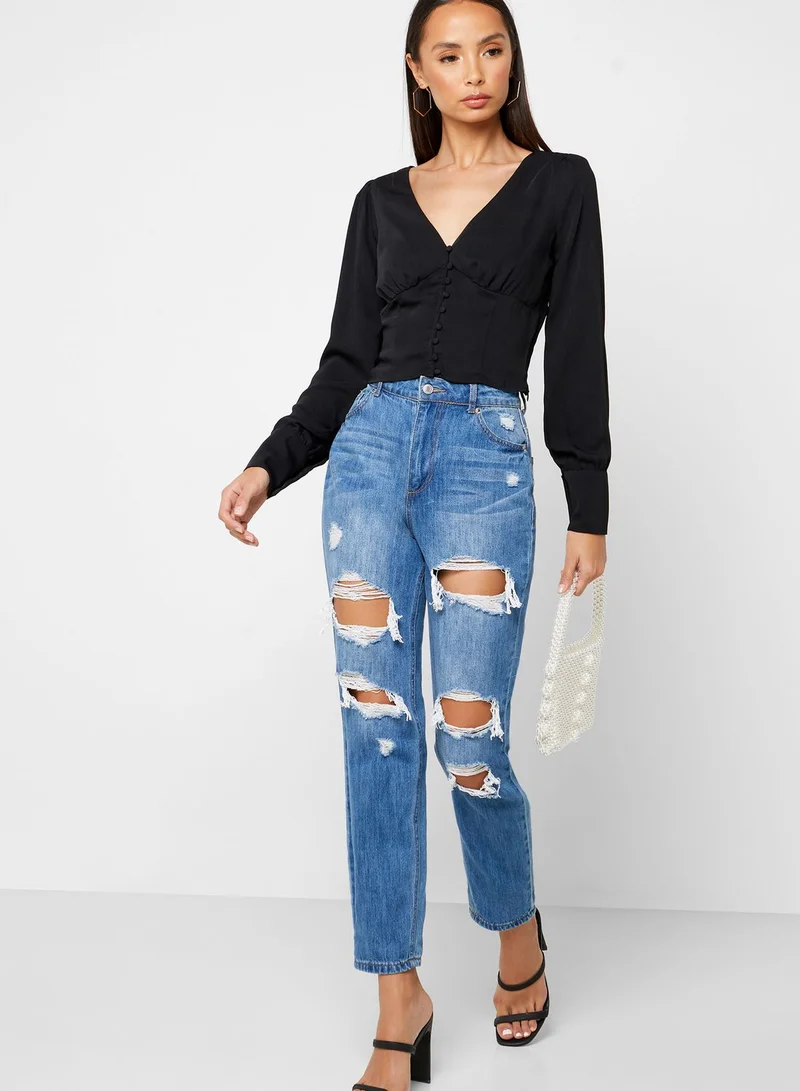 FOREVER 21 Button Down Cuffed Top