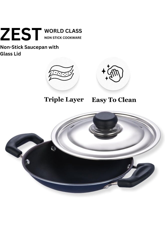 VINOD أواني الطهي فينود 3 مم غير لاصقة أباشيتي مع غطاء، 20 سم، ألمنيوم - Image 4