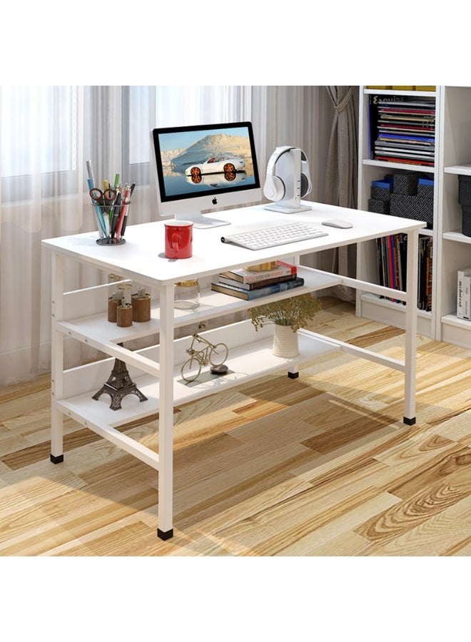 Ergonomic Computer Table with 2 Tier Shelves for Home Office Desks & Workstations,Study Desk, Gaming Table,Modern Simple Style Writing Desk Table, 120*45*73CM (Warm White, TD12) - Image 1
