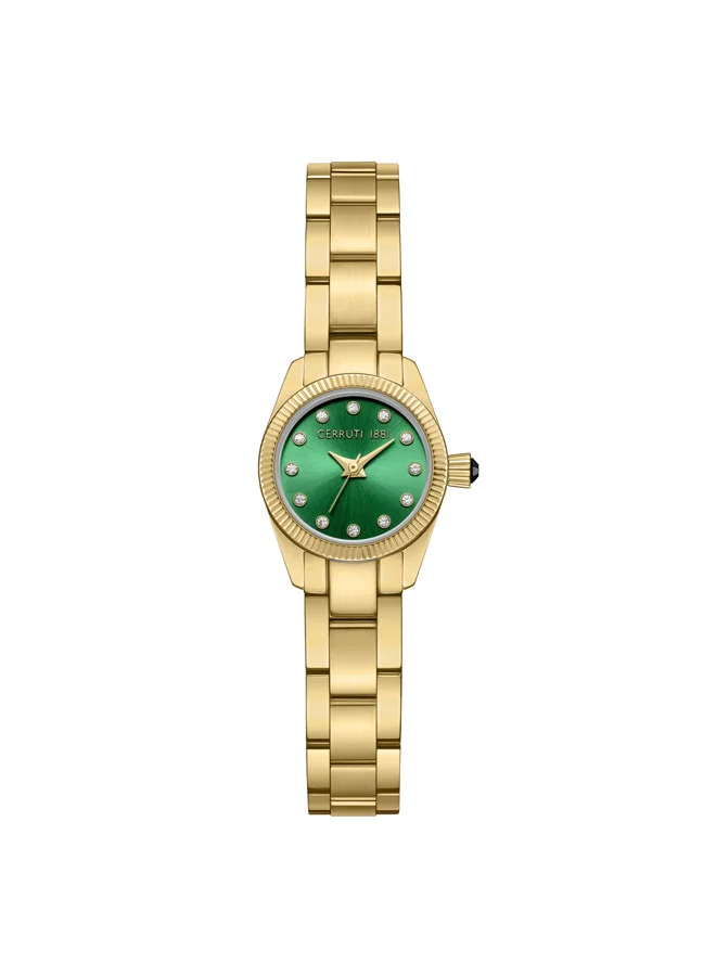Endine 19mm Green Dial Stainless Steel Bracelet Analog Watch For Women