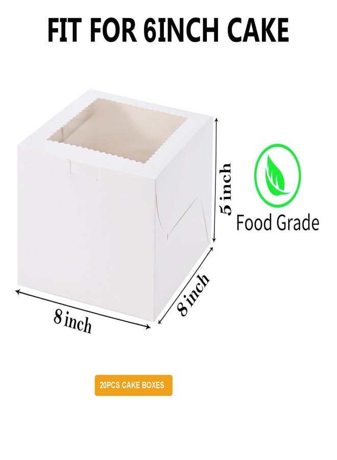 Packpal 20Pack 8x8x5 Cake Boxes with Window(20 boxes), White Bread Boxes for Cookies, Cakes, and Baked Goods, Gift Giving Cake For Valentines Day, Mothers Day - Image 2