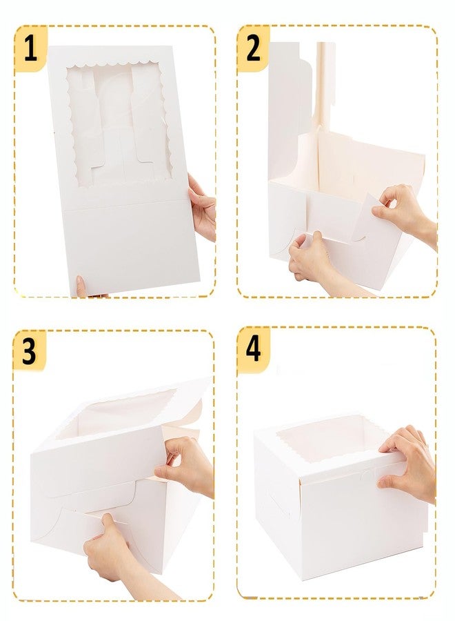 Packpal 20Pack 8x8x5 Cake Boxes with Window(20 boxes), White Bread Boxes for Cookies, Cakes, and Baked Goods, Gift Giving Cake For Valentines Day, Mothers Day - Image 3
