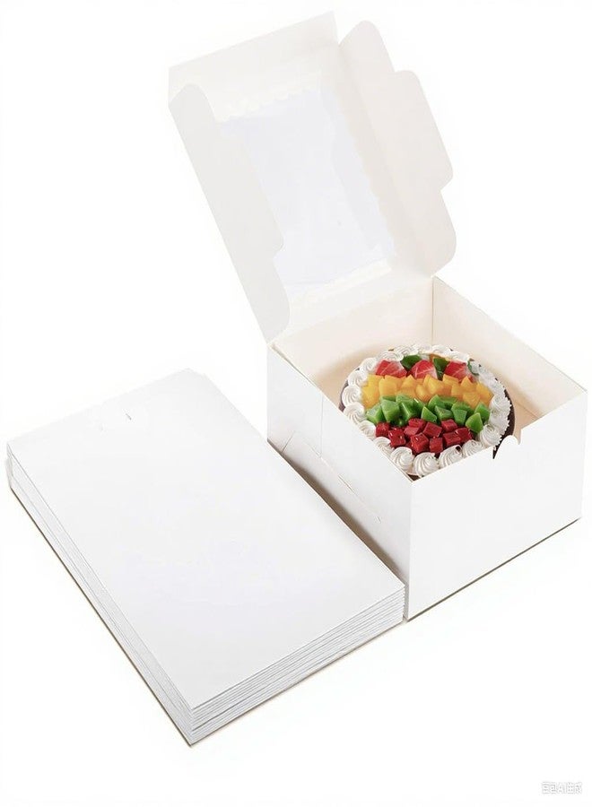 Packpal 20Pack 8x8x5 Cake Boxes with Window(20 boxes), White Bread Boxes for Cookies, Cakes, and Baked Goods, Gift Giving Cake For Valentines Day, Mothers Day - Image 1