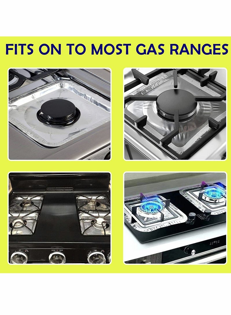 Stove Burner Covers, 100 Pack Aluminum Foil Liners for Gas Stoves, Disposable and Durable Foil Covers to Keep Your Stove Clean, Catch Oil and Food Spills, Easy to Clean (8.5")