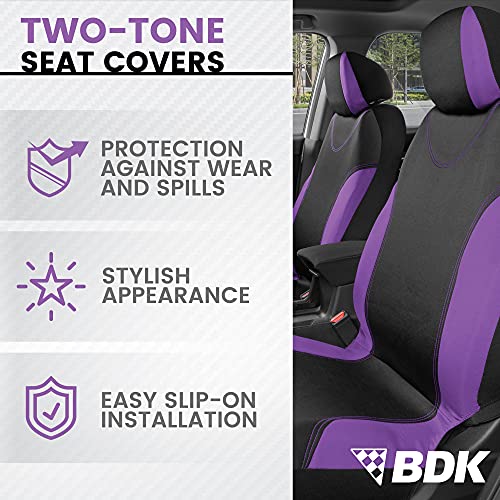 BDK UltraSleek Purple Seat Covers for Cars, Two-Tone Front Seat Covers with Matching Back Car Seat Cover, Made to Fit Most Auto Truck Van SUV, Interior Car Accessories, Full Set - Image 2