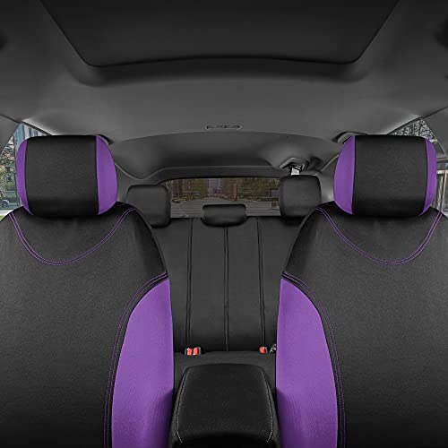 BDK UltraSleek Purple Seat Covers for Cars, Two-Tone Front Seat Covers with Matching Back Car Seat Cover, Made to Fit Most Auto Truck Van SUV, Interior Car Accessories, Full Set - Image 3