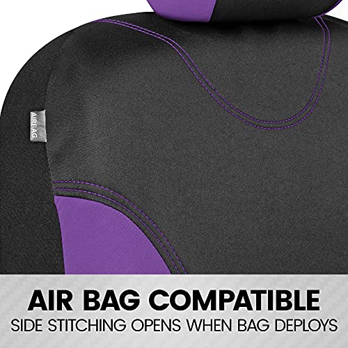 BDK UltraSleek Purple Seat Covers for Cars, Two-Tone Front Seat Covers with Matching Back Car Seat Cover, Made to Fit Most Auto Truck Van SUV, Interior Car Accessories, Full Set - Image 5