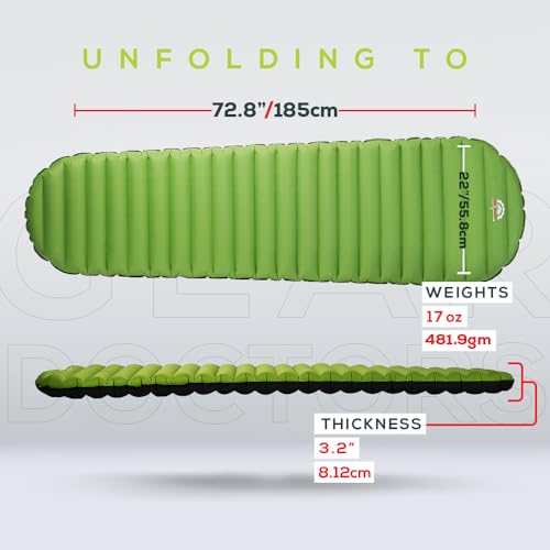 Gear Doctors ApolloAir 5.2 R-Value [17oz] Ultralight Insulated Inflatable Camping Sleeping Pad — Backpacking Sleeping Pad — Camping Mattress Compact Lightweight for Hiking—Air Mattress for Backpacking - Image 3