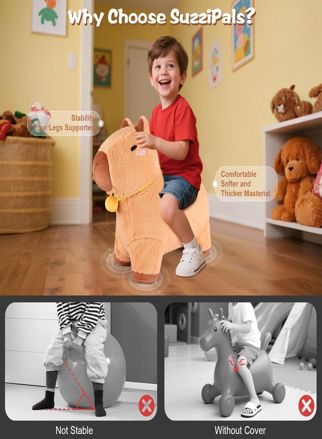 SuzziPals Bouncy Capybara Hopper Toys, Inflatable Ride on Toy with Plush Cover, Indoor & Outdoor Hopping Bouncing Animals for Toddlers Kids Adults, Capybara Stuffed Animal Hopping Toddler Gifts - Image 4