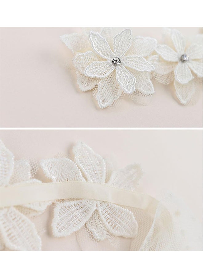 Depend Baby Girls Flower Headbands Cute Kids Christening Headband Soft Lace Hairbands Floral Crown Newborn Infant Toddlers Hair Accessories For Birthday Party Photography White Rhinestones Pearl - Image 4