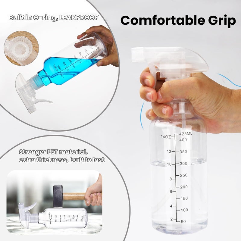 Hethyo Plastic Spray Bottle 16.9Oz Empty Spray Bottles Refillable Container Trigger Sprayer For Cleaning Solutions  Water  Plants  Pet  Essential Oils  Hair  2 Pack (Clear-Scale) - Image 4