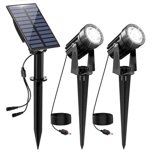 CREPOW Solar Spot Lights Outdoor, 2-in-1 Solar Landscape Spotlights IP65 Waterproof 9.8ft Cable,Auto On/Off Outdoor Wall Lights for Garden Yard Driveway Porch Walkway Pool(6000K White) - Image 1