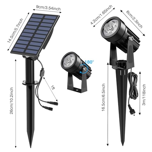 CREPOW Solar Spot Lights Outdoor, 2-in-1 Solar Landscape Spotlights IP65 Waterproof 9.8ft Cable,Auto On/Off Outdoor Wall Lights for Garden Yard Driveway Porch Walkway Pool(6000K White) - Image 3