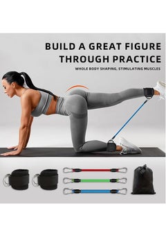 Healife 6-Piece Ankle Resistance Bands with Cuffs, Padded Ankle Straps, Unisex, Great for Home Workouts and Fitness Training, Strength Training, Kickback Training Exercises - Black  - Image 1