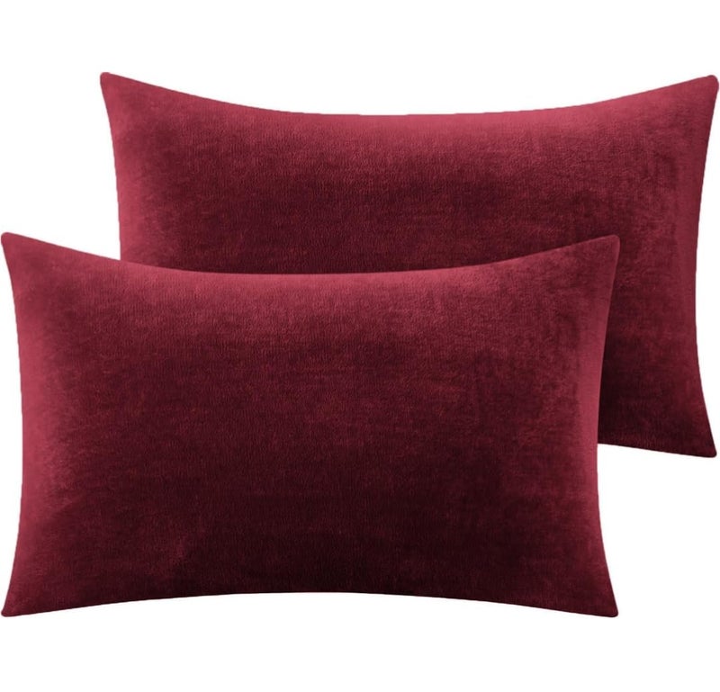 S&S Sands® Premium Ultra Soft Woollen Pillow Cover Set of 2 for Winter with Zipper Closure, Cozy Pillow Case Perfect for Warmth, Flannel Warm Pillowcases, King size-18X28 Inches (Maroon) - Image 2