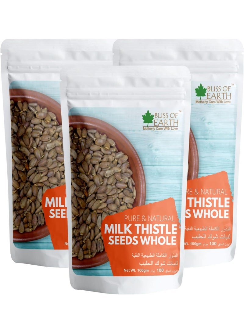 BLISS OF EARTH Milk Thistle Seeds Organic 3x100g Superfood for Natural Liver Detox and Support and Immune Health Ideal for Smoothies Teas and Recipes - Image 1