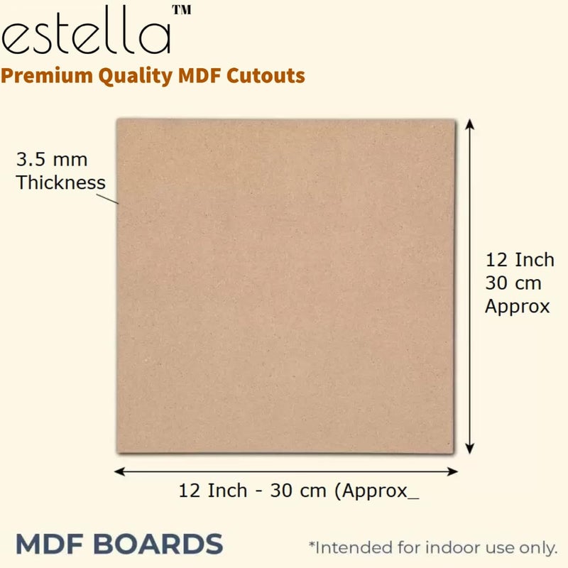 estella ® 12 x 12 Inch Square MDF Cutouts - MDF Board for Lippan Art, Craft, Resin, Mandala, Painting, Wall Hanging, Decoration (3 Pieces) - Image 2