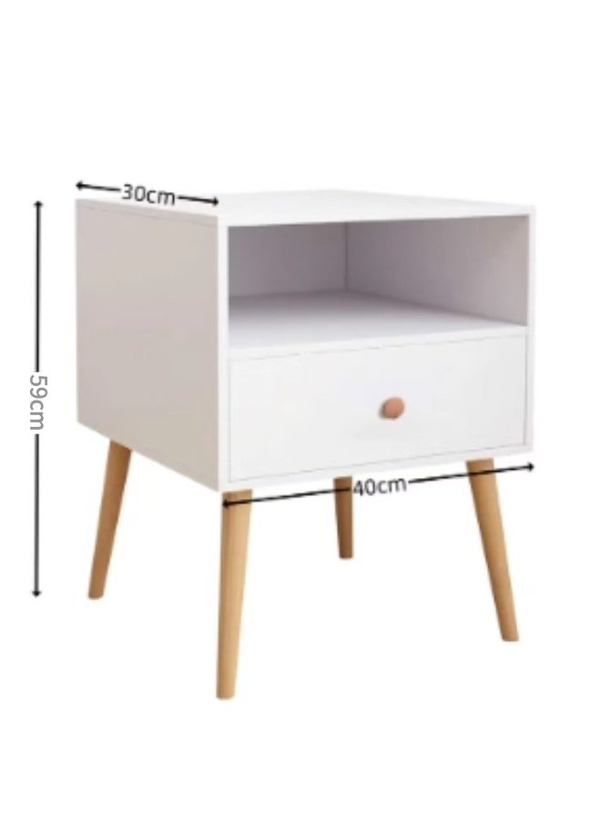HOOPZOZA 2 Tier Nightstand Coffee Table Bedside Table End Table with Drawer Solid Wood Legs and Large Capacity Storage for Home 40×30×59 CM  - Image 3