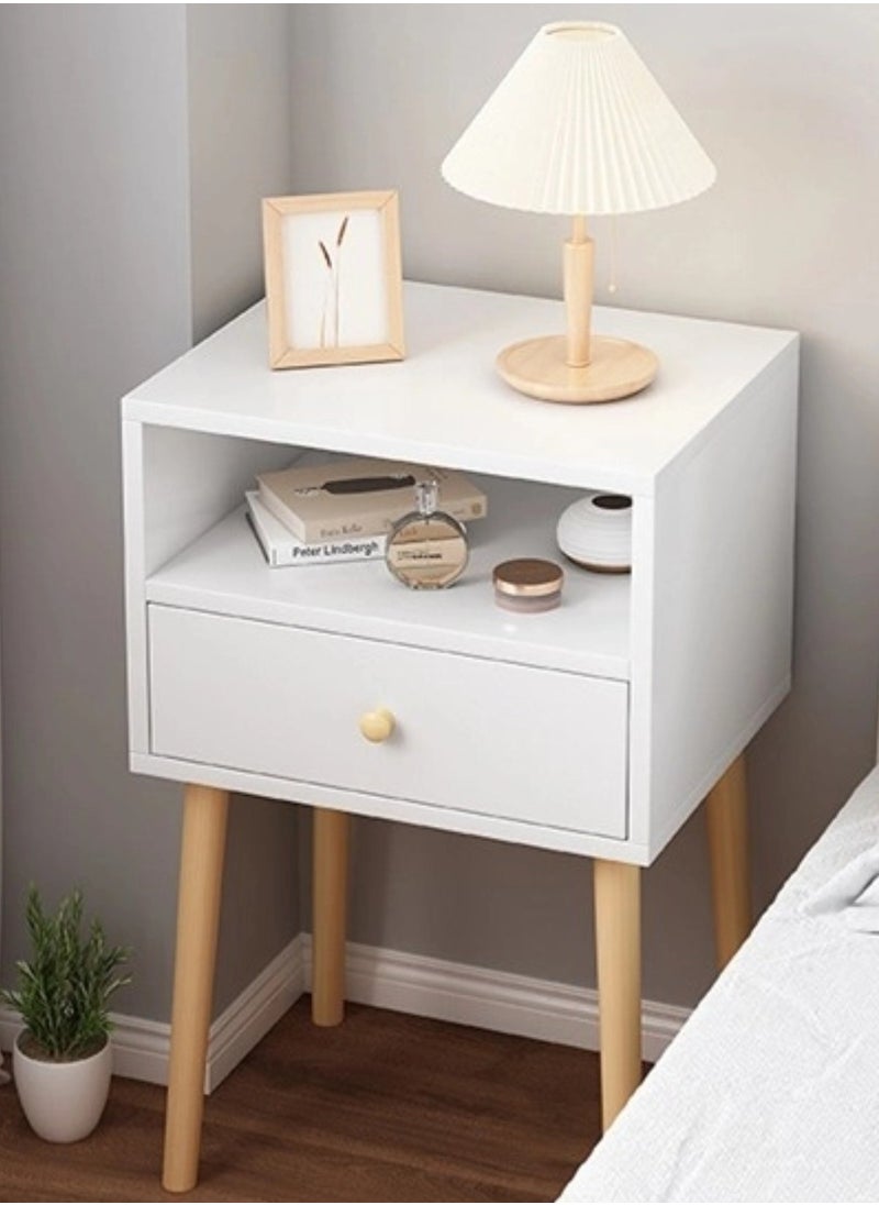 HOOPZOZA 2 Tier Nightstand Coffee Table Bedside Table End Table with Drawer Solid Wood Legs and Large Capacity Storage for Home 40×30×59 CM  - Image 5