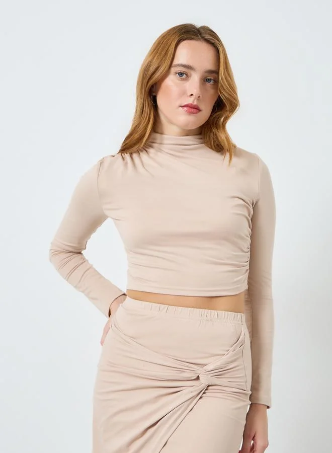 Take Two Women High Neck Crop Top and Split Hem Skirt Co-Ords