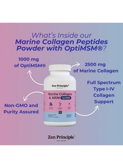 Zen Principle Zen Principle Marine Collagen Peptides Powder with OptiMSM® Supplement. Clinically Tested for Skin Support. Wild-Caught Fish, Non-GMO. 210 Capsules. 
