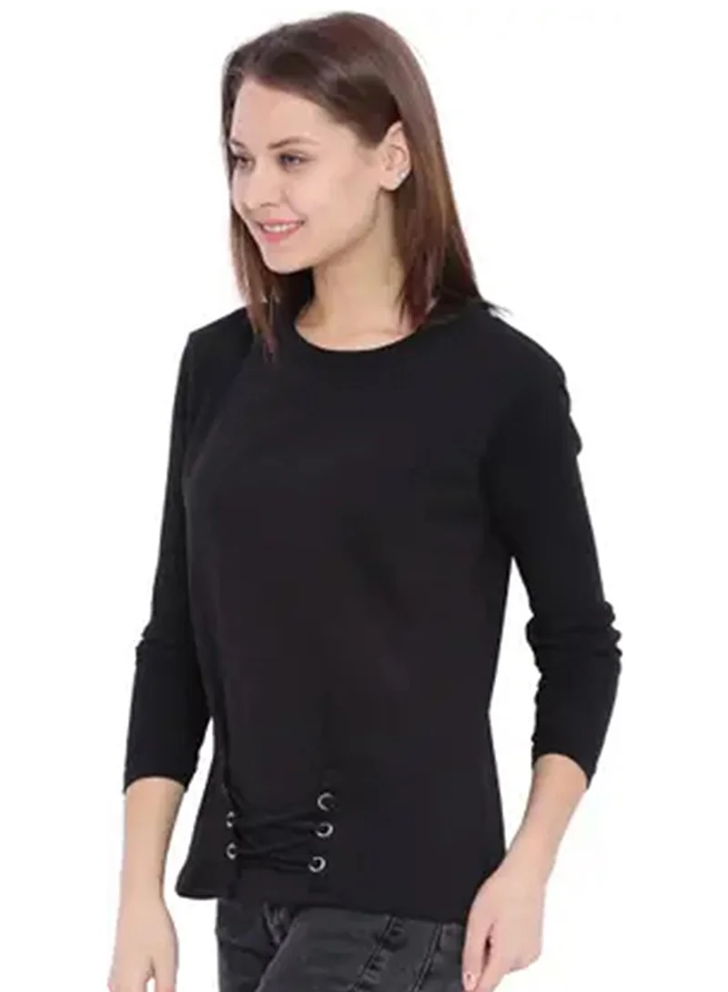 كامبوس سوترا بلوزة نسائية محبوكة بتصميم كورسيه باللون الأسود الأونيكس