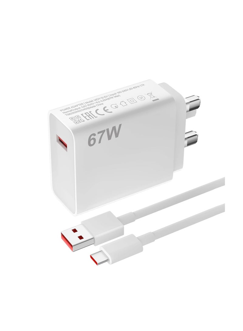 67W USB C Plug Fast Charger for Xiaomi, USB Plug Charger UK Power Adapter for Xiaomi 14/14T/13T /13 Lite / 13 Pro/ 12 Mi Redmi Note 14/13/12/11/10 Pro/12X/11T/Pad 7 6/POCO X7/X6/X5/X4 Type C UK Powe - Image 1